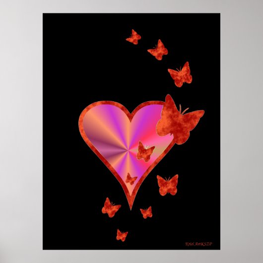 Poster Rainbow heart and Butterfly (Devant)