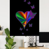 Poster Rainbow heart and Butterfly (Bureau à domicile)