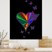Poster Rainbow heart and Butterfly (Cuisine)