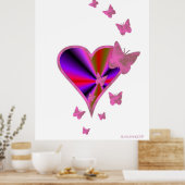 Poster Rainbow heart and Butterfly (Cuisine)