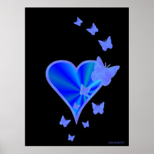 Poster Rainbow heart and Butterfly