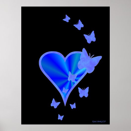 Poster Rainbow heart and Butterfly (Devant)