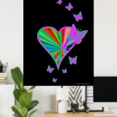 Poster Rainbow heart and Butterfly (Bureau à domicile)