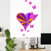 Poster Rainbow heart and Butterfly (Bureau à domicile)