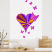Poster Rainbow heart and Butterfly (Cuisine)
