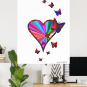 Poster Rainbow heart and Butterfly (Bureau à domicile)