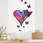 Poster Rainbow heart and Butterfly (Cuisine)