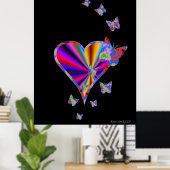 Poster Rainbow heart and Butterfly (Bureau à domicile)