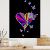 Poster Rainbow heart and Butterfly (Cuisine)