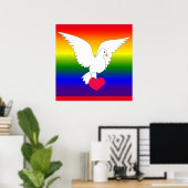 POSTER RAINBOW HEART DOVE (Bureau à domicile)