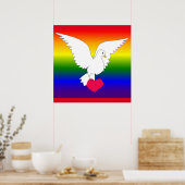 POSTER RAINBOW HEART DOVE (Cuisine)