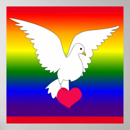 POSTER RAINBOW HEART DOVE (Devant)