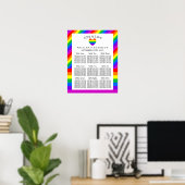 Poster Rainbow Heart Love is Love Mariage Seating Chart (Bureau à domicile)