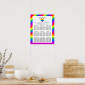 Poster Rainbow Heart Love is Love Mariage Seating Chart (Cuisine)