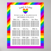 Poster Rainbow Heart Love is Love Mariage Seating Chart (Devant)