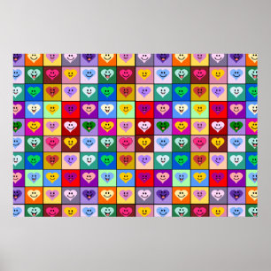 Poster Rainbow Hearts squares