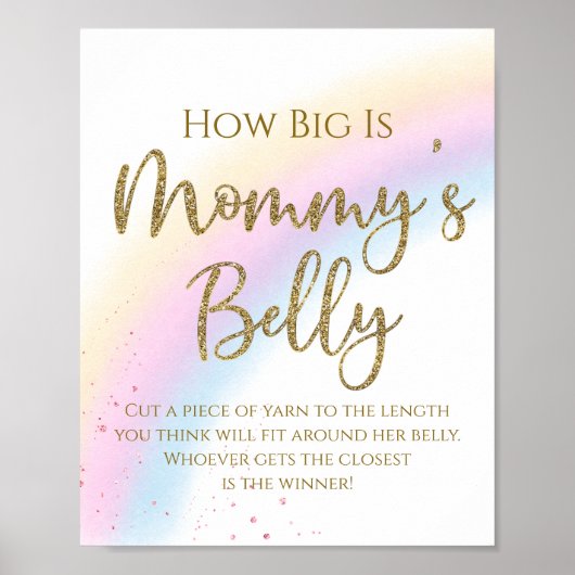 Poster Rainbow How Big is Mommys Belly Baby shower Jeu (Devant)