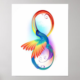 Poster Rainbow Hummingbird with Infinity symbol