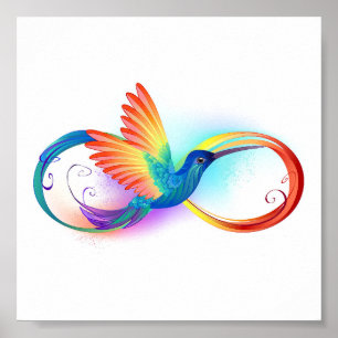 Poster Rainbow Hummingbird with Infinity symbol