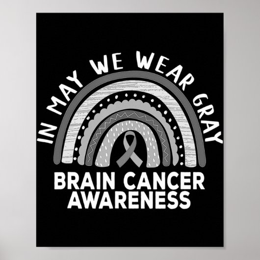 Poster Rainbow In May We Wear Gray Brain Cancer Awareness (Devant)