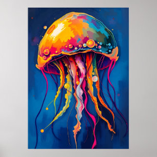 Poster Rainbow Jellyfish Dream - Psychedelic Ocean Glow