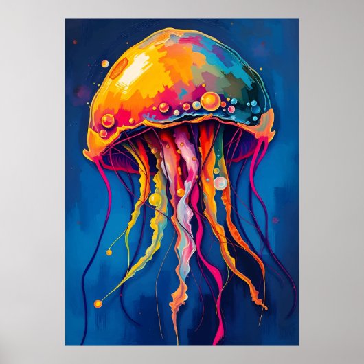 Poster Rainbow Jellyfish Dream - Psychedelic Ocean Glow (Devant)