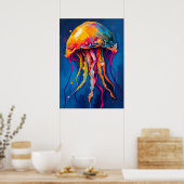 Poster Rainbow Jellyfish Dream - Psychedelic Ocean Glow (Cuisine)