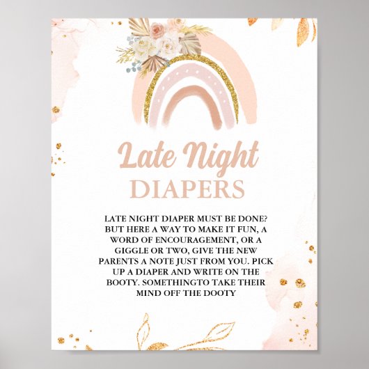 Poster Rainbow Late Night Diaper Baby shower Jeu (Devant)