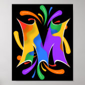 Poster Rainbow Letter M Monogram Abstract (Devant)