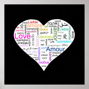 Poster Rainbow Love Typographie du coeur