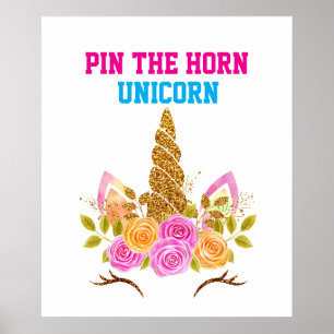 Poster Rainbow mignonne amusant pin the Horn sur le jeu U