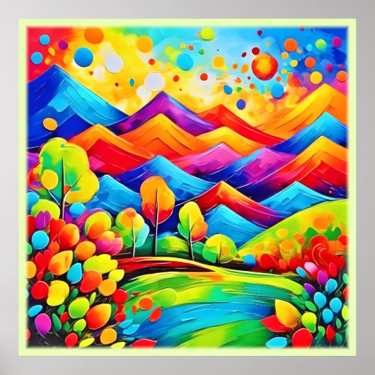 Poster Rainbow Mountains Paysage Abstrait (Devant)