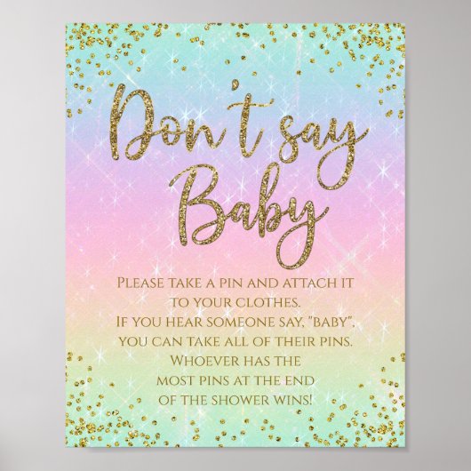 Poster Rainbow ne pas dire Baby shower jeu (Devant)