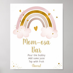 Poster Rainbow Neutral Gold Pastel Baby Shower Mimosa Bar