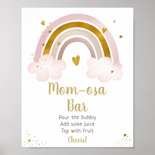 Poster Rainbow Neutral Gold Pastel Baby Shower Mimosa Bar (Devant)