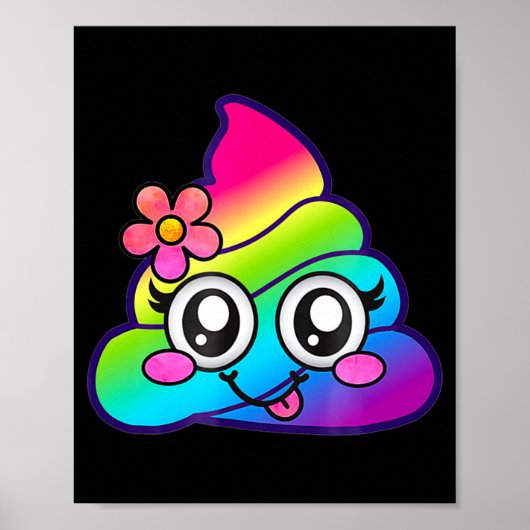 Poster Rainbow Op Emoji Cute Unicorn O Flower Silly (Devant)