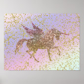 Poster Rainbow Pastel Gold Parties scintillant Unicorn Pe (Devant)
