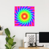 Poster Rainbow Polka Dot Kaleidoscope Mandala (Bureau à domicile)