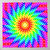 Poster Rainbow Polka Dot Kaleidoscope Mandala (Devant)
