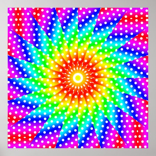 Poster Rainbow Polka Dot Kaleidoscope Mandala (Devant)