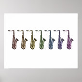 Poster Rainbow Saxophone Lineup Music Lover Art  (Devant)