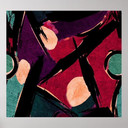 Poster Rainbow Streaks : Texture acrylique Abstraite (Devant)