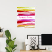 Poster Rainbow stripes cute watercolor (Bureau à domicile)