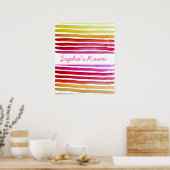Poster Rainbow stripes cute watercolor (Cuisine)