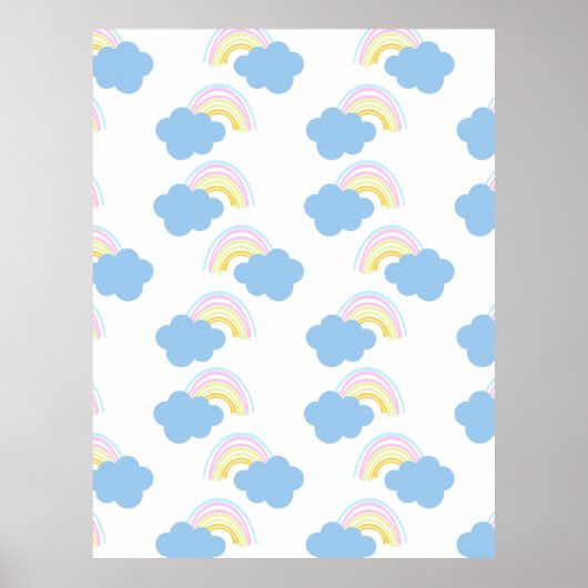 Poster Rainbow Summer Nuages Pastel Scribble Doodle (Devant)