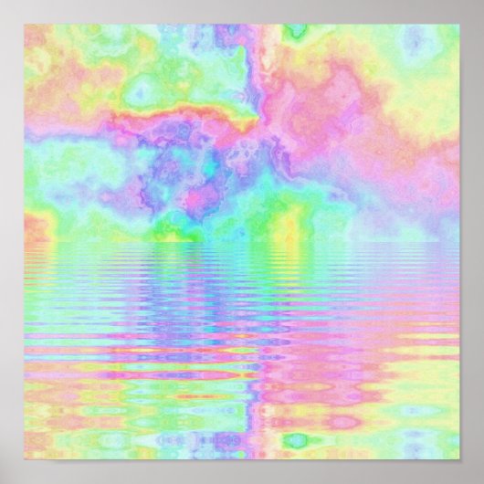 Poster Rainbow Tie Dye Nuages Pastel (Devant)
