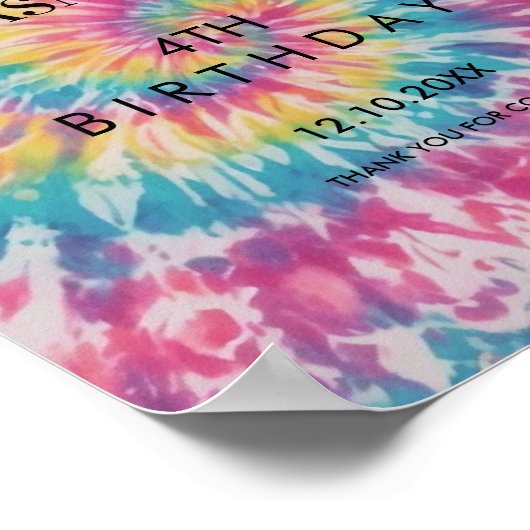 Poster Rainbow Tie Dye whimsday fête d'anniversaire Bienv (Coin)