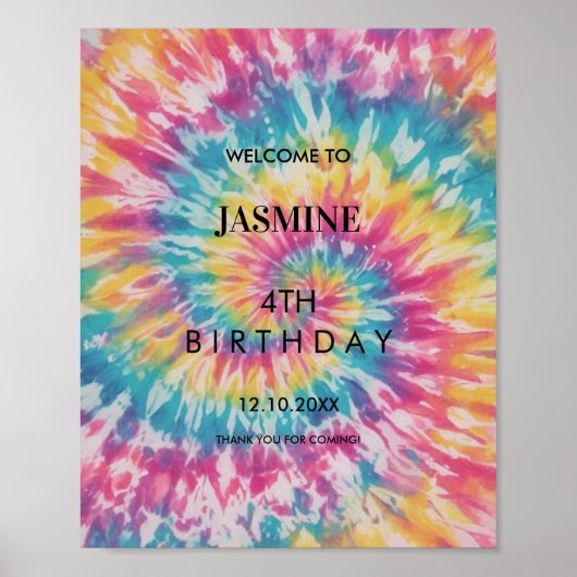 Poster Rainbow Tie Dye whimsday fête d'anniversaire Bienv (Devant)