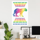 Poster Rainbow Tiger Ajouter Votre Nom Citation Favorite  (Bureau à domicile)
