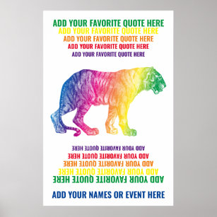 Poster Rainbow Tiger Ajouter Votre Nom Citation Favorite 